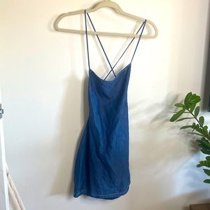zara backless denim dress